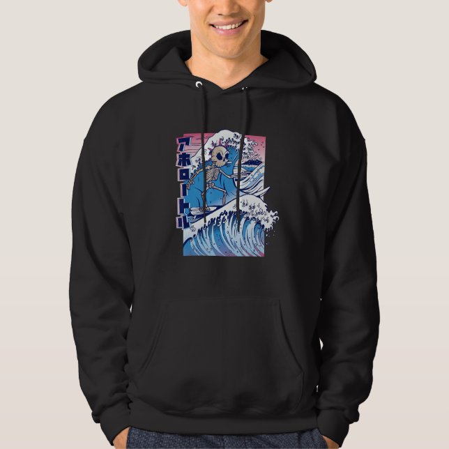 Sudadera Vaporwave Kanagawa Great Wave Japan Surfing Skelet (Anverso)