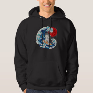 Sudadera Vaporwave La Ola Gran Gato Japonés Neko Sushi R