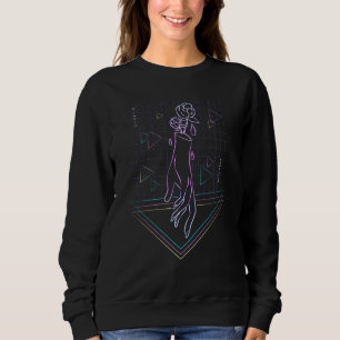 Sudadera Vaporwave Rosa estético Rosas de flores de mano Tr