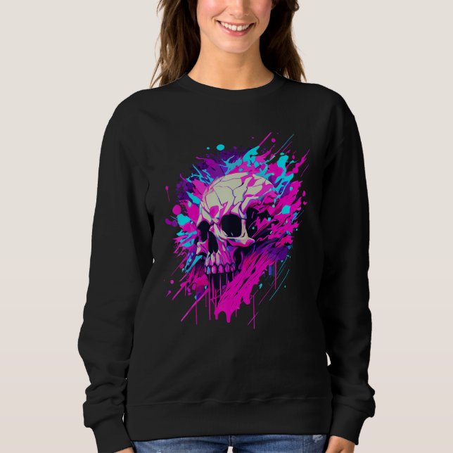 Sudadera Vaporwave Skull Urban Aesthetic Pastel Goth Street (Anverso)