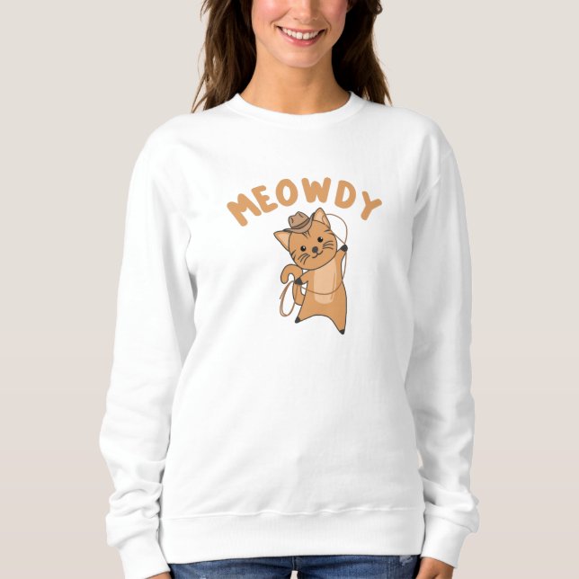 Sudadera Vaquero De Gato Meowdy Howdy Con Gatos Lasso Cute (Anverso)