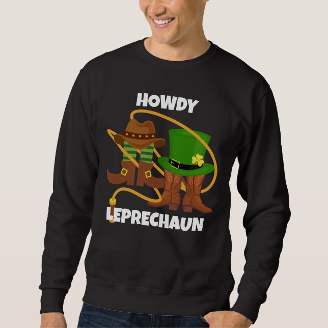 Sudadera Vaquero de St Patricks Day HOWDY LEPRECHAUN (Anverso)