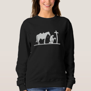 Sudadera Vaquero rezando de rodillas Cruz Biblia occidental