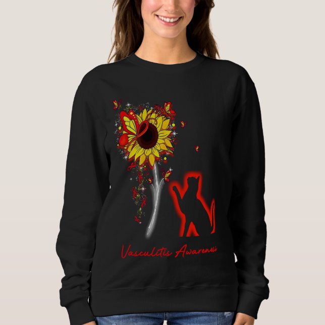 Sudadera Vasculitis Awareness SunflowerButterfly Cat (Anverso)