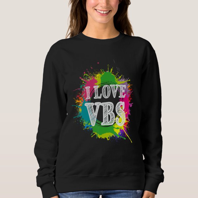 Sudadera Vbs Crew Vacation Bible School Paint Splatter (Anverso)