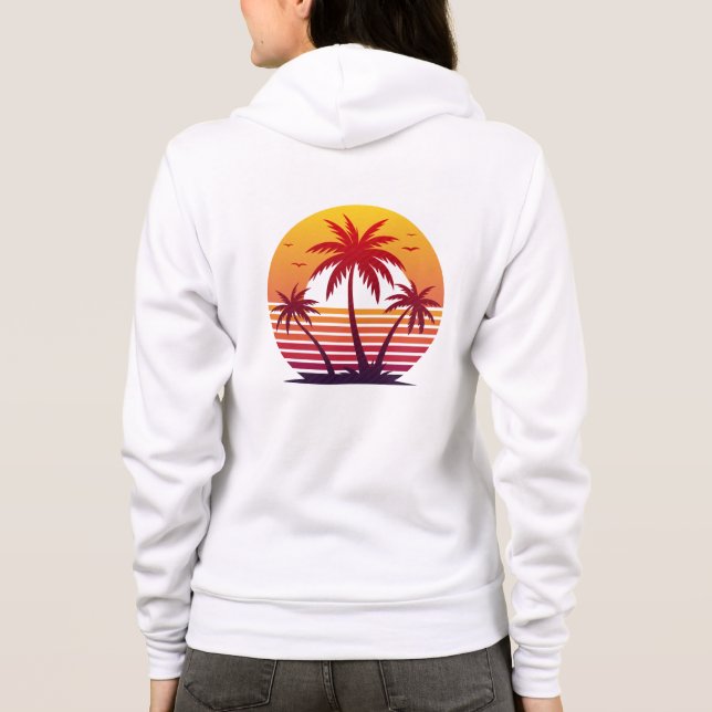 Sudadera Vector Atardecer con Palmeras (Reverso)