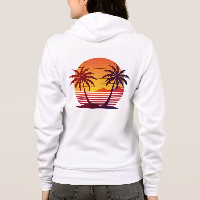Sudadera Vector Atardecer Con Palmeras  (Reverso)