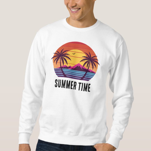 Sudadera Vector atardecer con palmeras (Anverso)