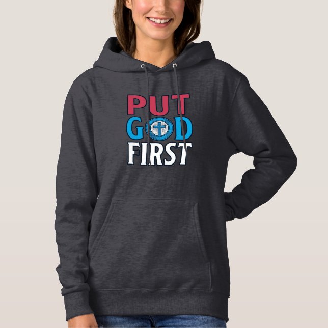 Sudadera Vector de cita cristiana Pon a Dios primero (Anverso)