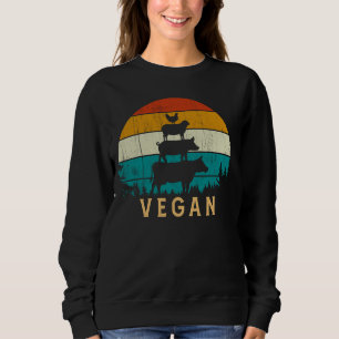 Sudadera Vega 80 Retro Estilo Vintage Cow Hen Pig Veg