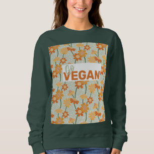 Sudadera ¡Vegan! Flores retro de los años 70 apagadas