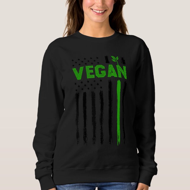 Sudadera Vegan USA American Flag Vegetarian Farming Vegan 4 (Anverso)