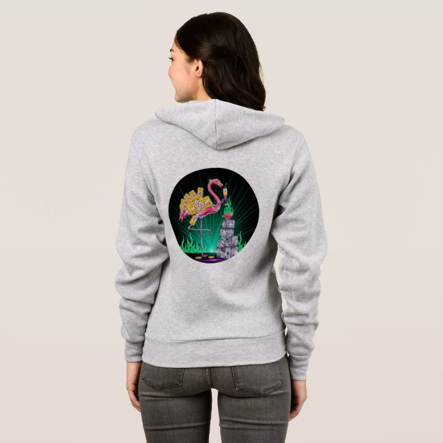 Sudadera Vegas Flamingo Sparkle Hoodie ✨ 🎆 (Reverso completo)