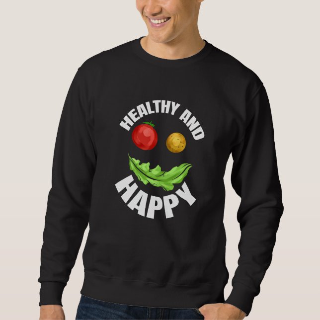 Sudadera Veggie Face Is Healthy And Happy Because It Is Veg (Anverso)
