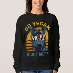Sudadera Veggie Go Vegan Right Meow Cat Veggie Green Food