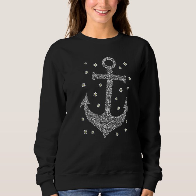 Sudadera Vela Ancla Flores Pesca Capitán Barco Marítimo (Anverso)