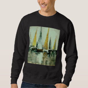 Sudadera Velas azules rubias amarillas y greige en agua tra