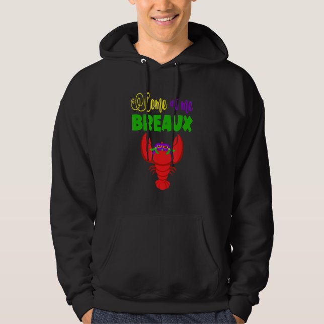 Sudadera Ven A Mí Breaux Classic Crawfish Con Mask Mardi (Anverso)