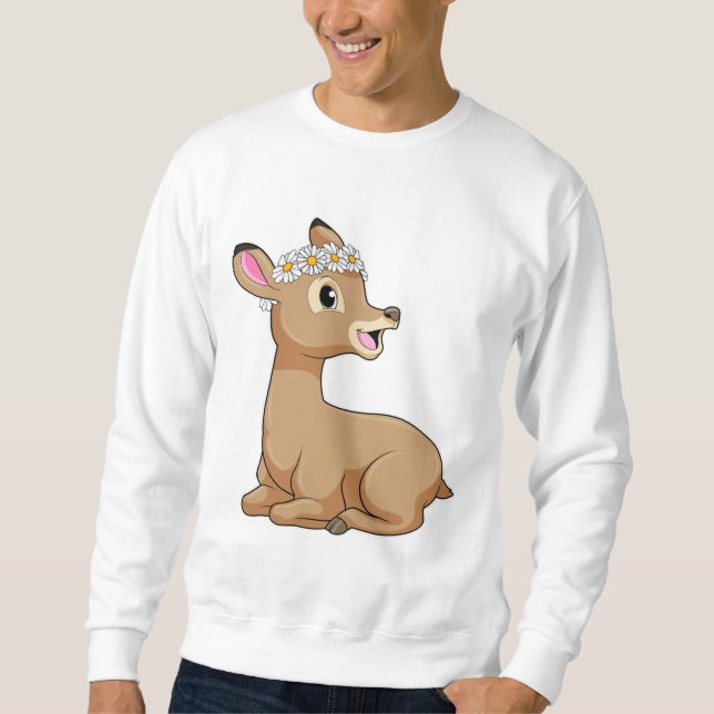 Sudadera Venado con flores de margarita (Anverso)