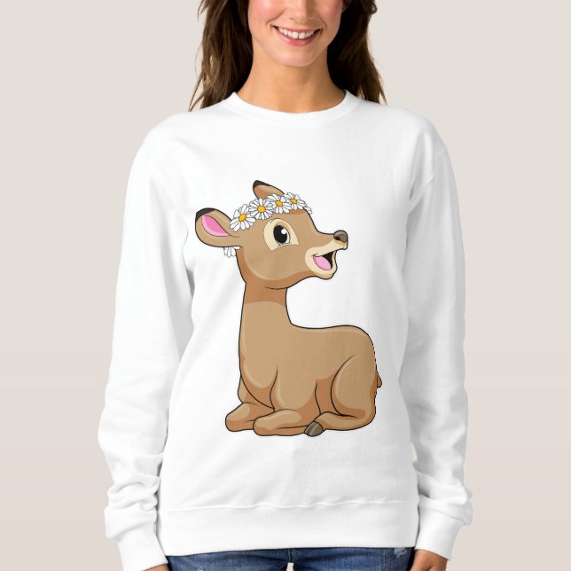 Sudadera Venado con flores de margarita (Anverso)
