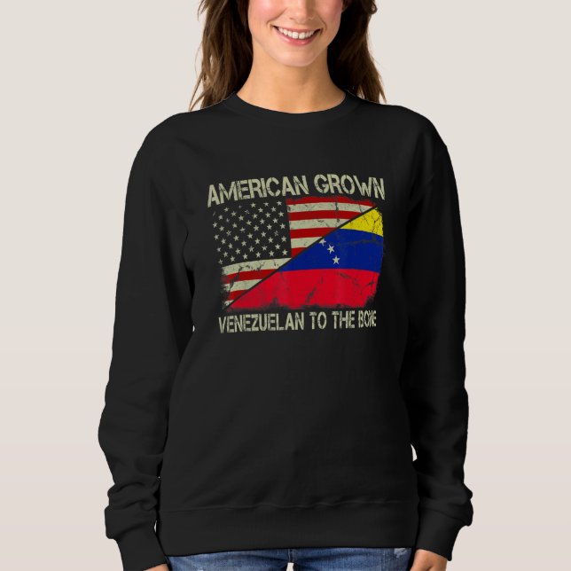 Sudadera Venezolano Americano Crecido A La Venezuela De Los (Anverso)