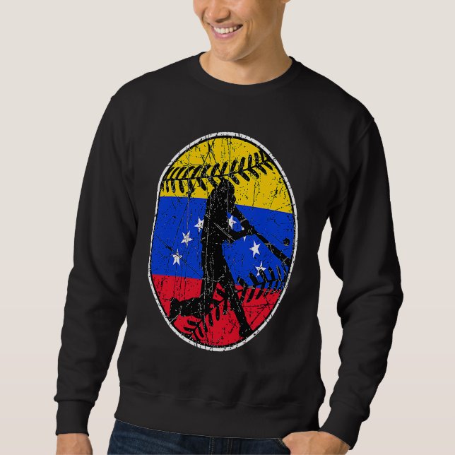 Sudadera Venezuela Flag Baseball Hitter Venezuelan Flag (Anverso)