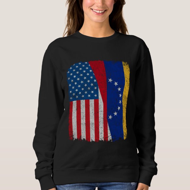 Sudadera Venezuelan American Flag Half USA Venezuela Root P (Anverso)