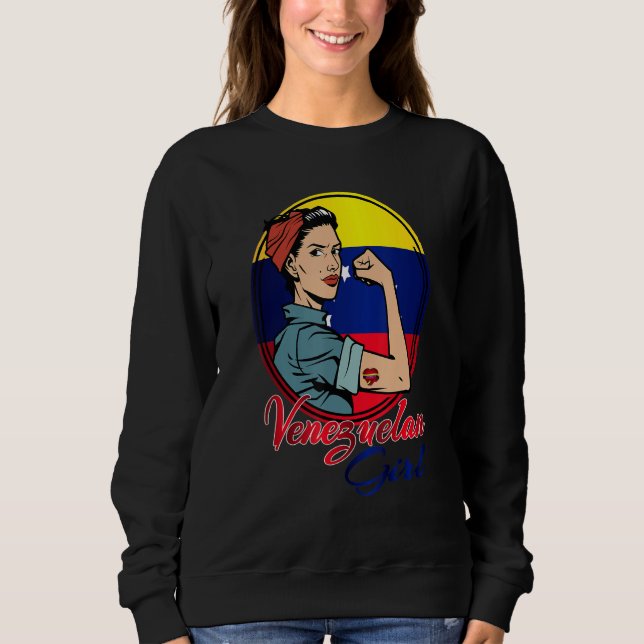Sudadera Venezuelan Girl With Venezuela Flag (Anverso)