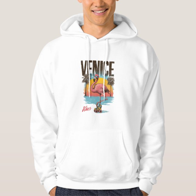 Sudadera Venice Vibes Flamingo Retro Beach California Tropi (Anverso)