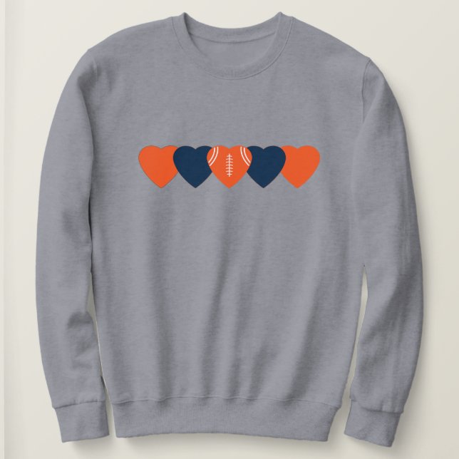 Sudadera Ventilador de Denver Corazón Fútbol Oscuro (Anverso del diseño)