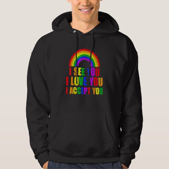 Sudadera Veo Que Te Amo Te Acepto - Lgbtq Ally Gay Pri (Anverso)