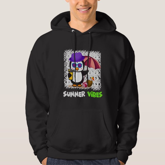 Sudadera Verano de verano de Pingüino Vibes de Palm Tree (Anverso)