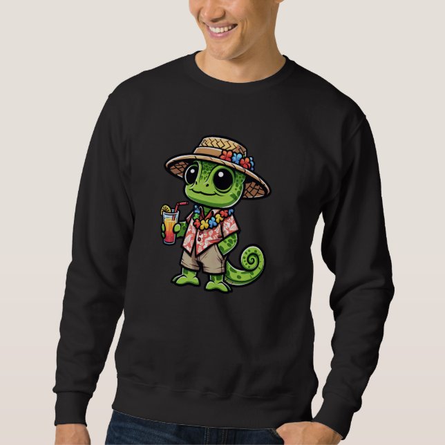 Sudadera Verano divertidísimo Chameleon Hawaii Reptile (Anverso)