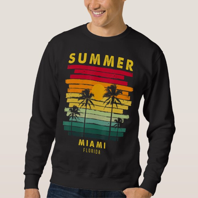Sudadera Verano Miami Florida Beach Sunset Retro (Anverso)