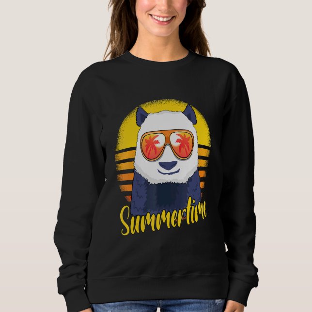 Sudadera verano Panda Retro Sunset Beach Vacaciones Panda (Anverso)