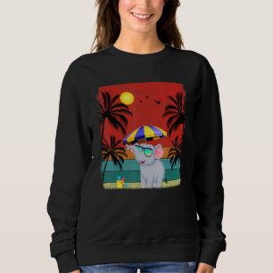 Sudadera Verano Retro de Elefante Gráfico de Árbol de Cocot
