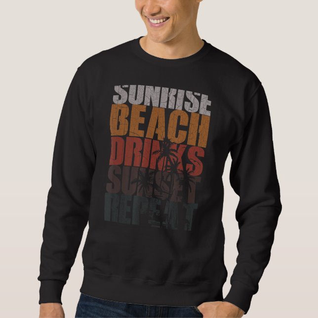 Sudadera Verano Sunrise Beach Bebidas Sunset Repeat Beach 9 (Anverso)