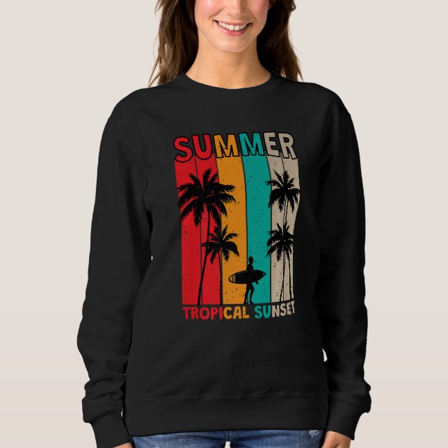 Sudadera Verano Tropical Sunset Surf In Retro Style Premium (Anverso)
