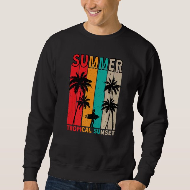 Sudadera Verano Tropical Sunset Surf In Retro Style Premium (Anverso)