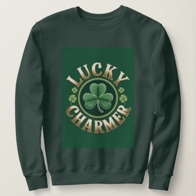 Sudadera Verde Bosque para Mujeres Lucky Charmer (Anverso del diseño)