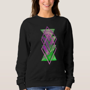 Sudadera Verde Brillante Humo Morado Triángulo Geometría Mo