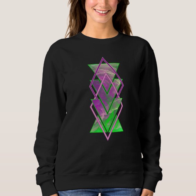 Sudadera Verde Brillante Humo Morado Triángulo Geometría Mo (Anverso)