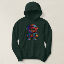 Verde oscuro unisex hoodie con gangta teddy