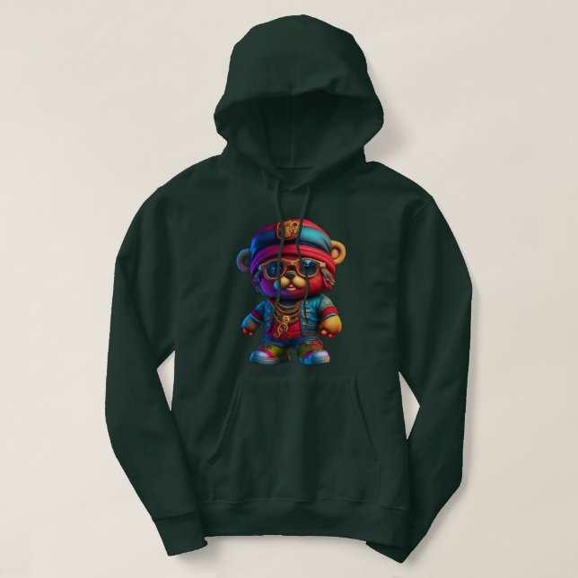 Sudadera Verde oscuro unisex hoodie con gangta teddy (Diseño del anverso)