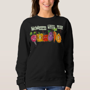 Sudadera Verduras y frutas veganas protestando contra el ve