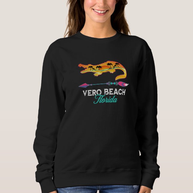 Sudadera Vero Beach Florida Alligator Retro Sun Palm Trees (Anverso)