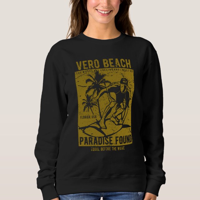 Sudadera Vero Beach Florida Retro Distressed Style Souvenir (Anverso)