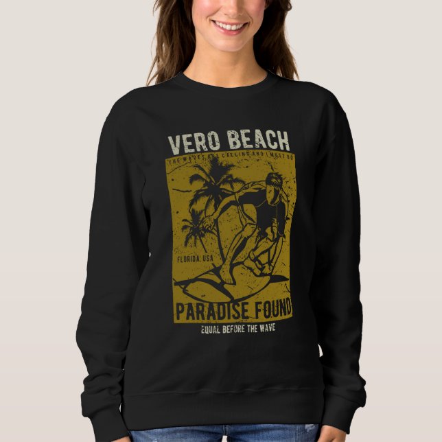 Sudadera Vero Beach Florida Retro Distressed Style Souvenir (Anverso)