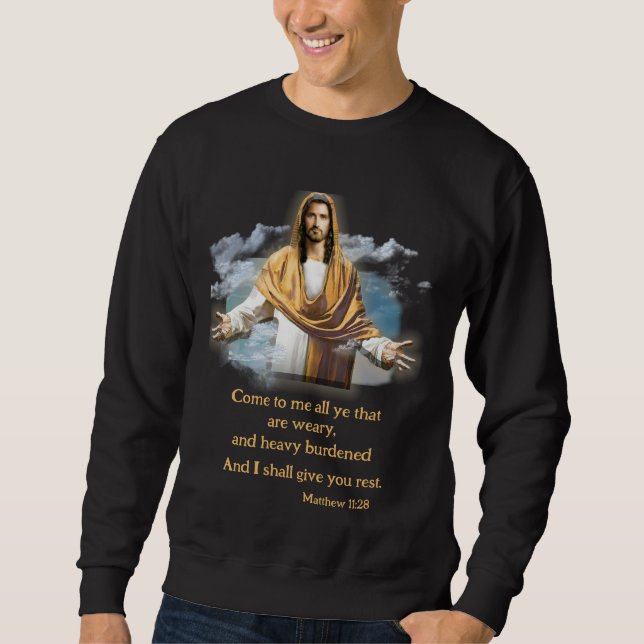 Sudadera Verso de la Biblia Mateo 11:28 (Anverso)