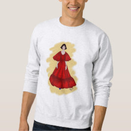 Sudadera Vestido Rojo Feroz con Diseño Amarillo Minimalista